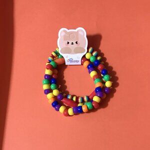 Rainbow Candy Party - Set of 3 Colorful Handmade Beaded Bracelets - Stackable
